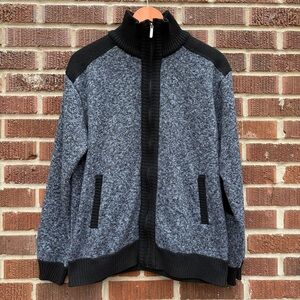 Yeokou men's XL full-zip Geay black textured sweater jacket Cardigan